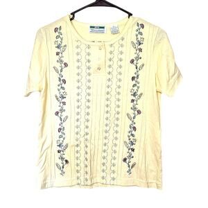 Shenanigans Size Petite Small Cottage Core TShirt Embroidered PS Cotton Light